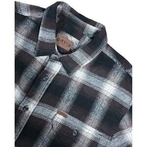 Orvis Shacket Jacket Mens 2XL BROWN Plaid Flannel Thick Pockets Button Front XXL